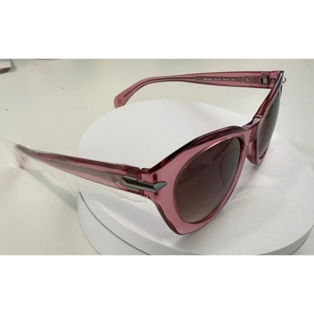 Rag & Bone Pink Cat Eye Sunglasses Translucent Frame Brown Gradient Lens - Picture 5 of 6